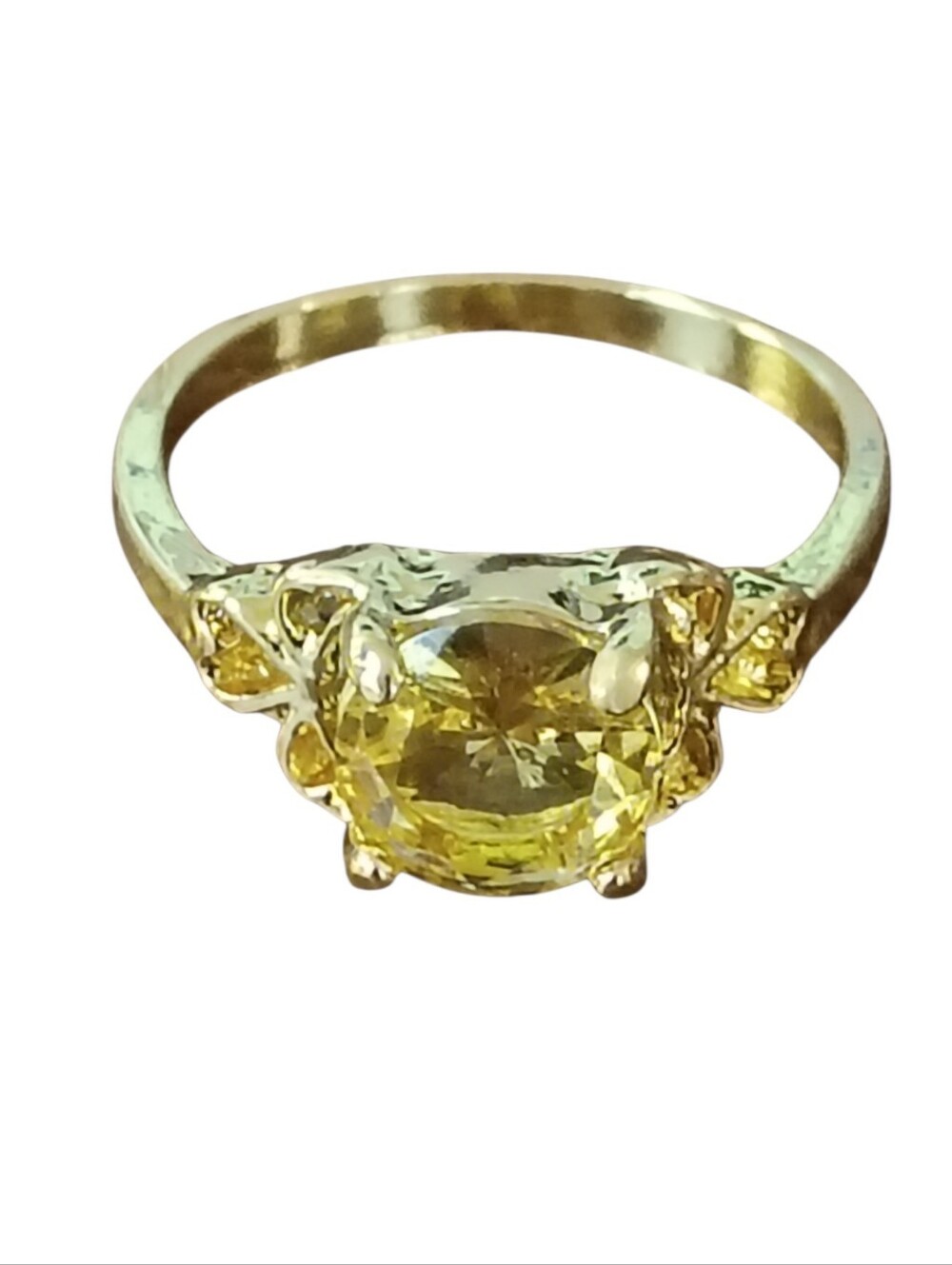 Fashion Jewelry Gold Yellow Gemstone Ring - Women's Elegant Fashion Size 8 Ring